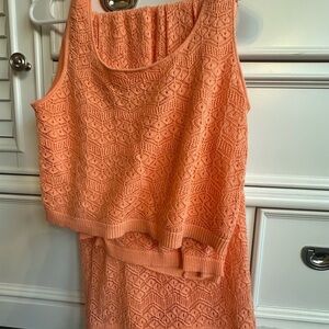 Orange Lace Sleeveless Dress